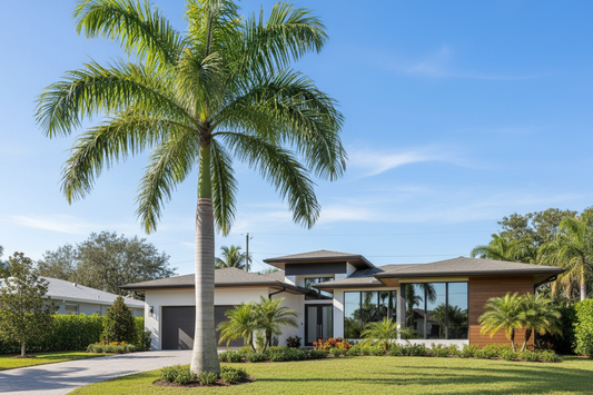 royal palm with house in background